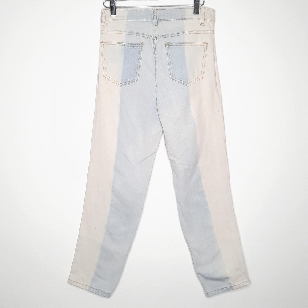 Pangea New York Hand Painted Denim Split Tone Jeans